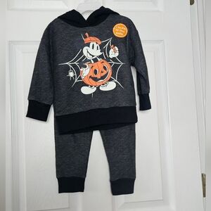 Disney gray & black quilted hoodie and sweatpants mickey mouse set size 24months